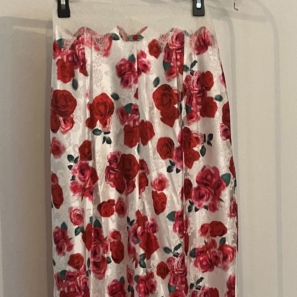 For Love And Lemons White Skirt Red Rose, XL